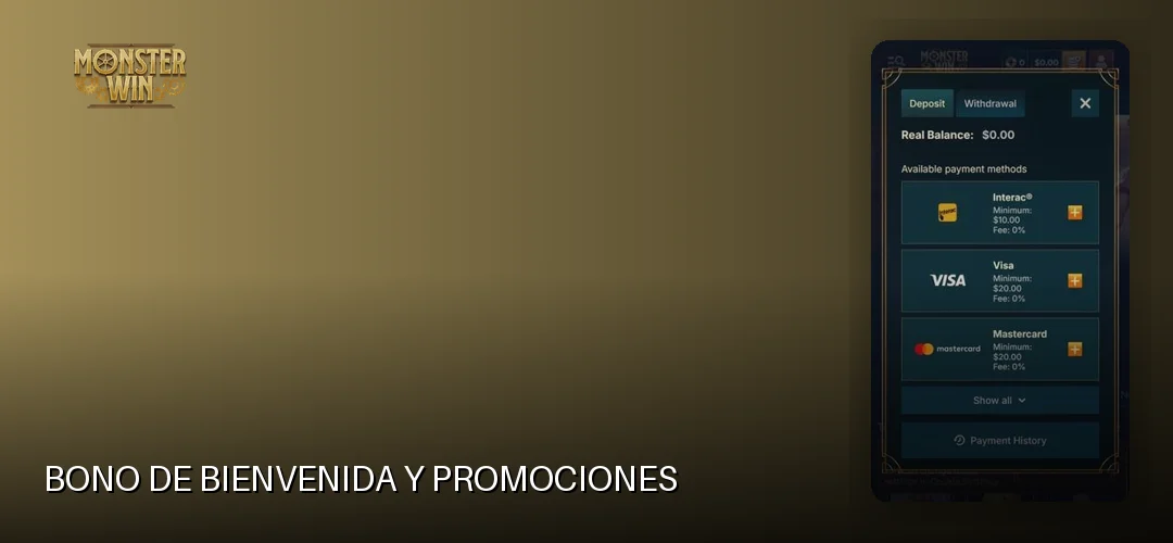 Bono de bienvenida y promociones